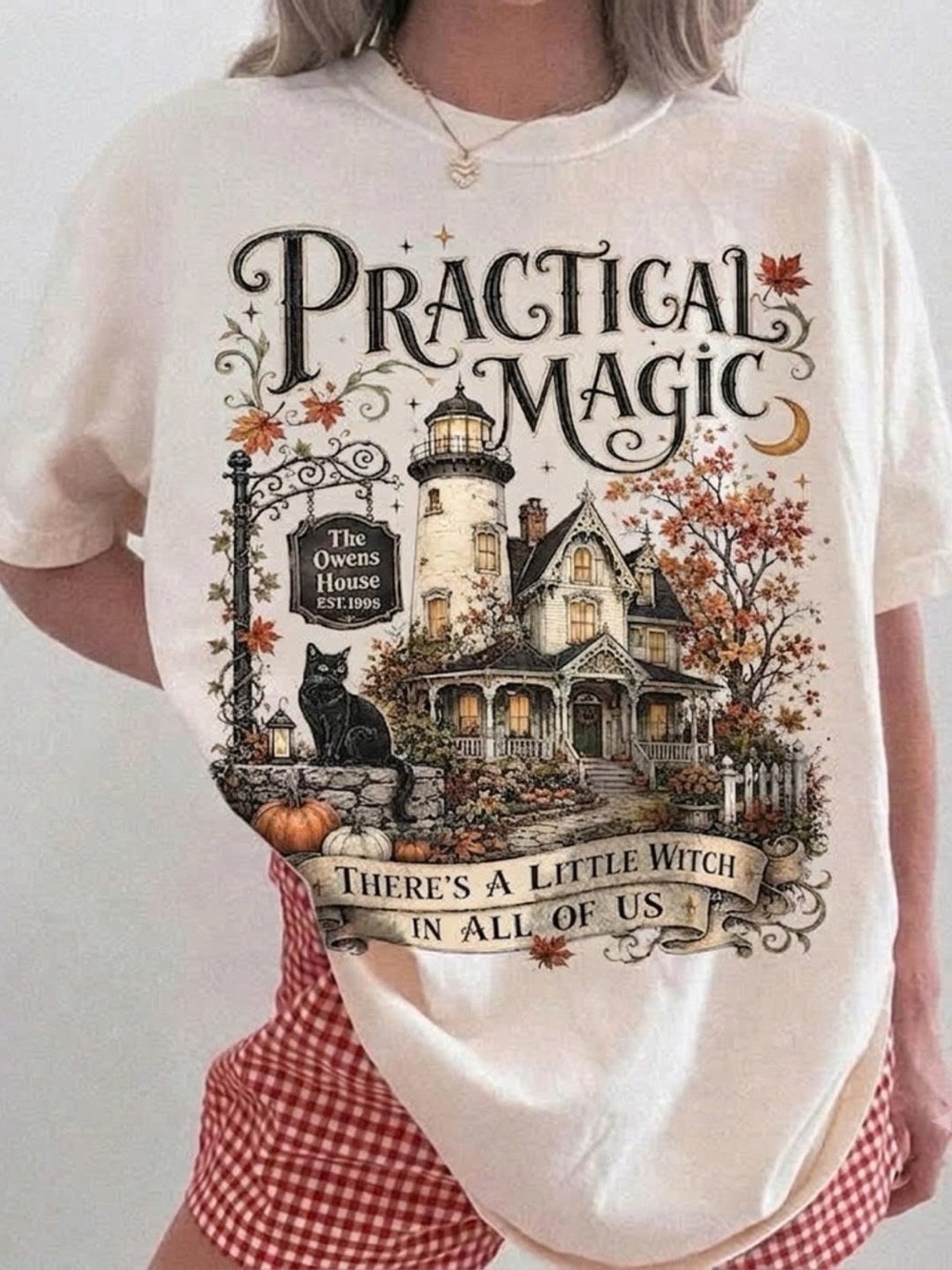 Practical Magic White Graphic Tee - 'There's a Little Witch in All of Us'